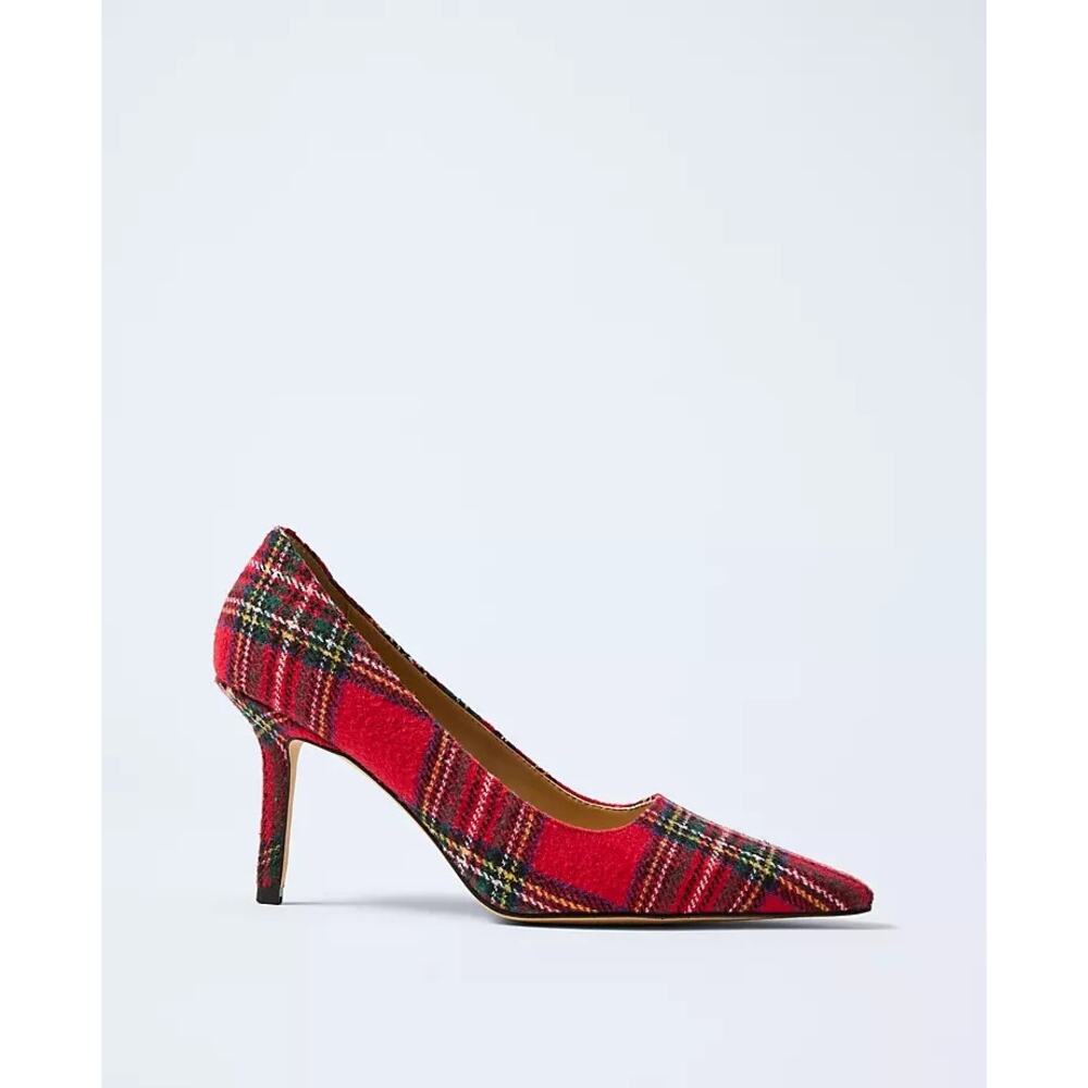Ann Taylor red wool blend Plaid Nip Toe Pump heels sz 8 NEW $158 SH419 - Picture 2 of 7